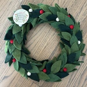 Trader Joe's - 11.8" diameter Handcrafted Felted Wool Holiday Wreath - NEW